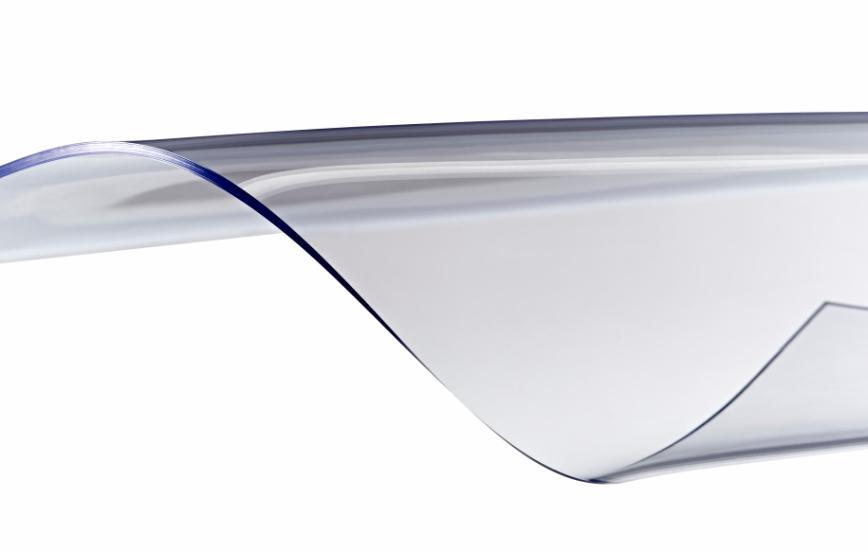 Myk PVC, Skjæreunderlag, Klar (blå), 1500mm x 20.000mm x 7,0mm